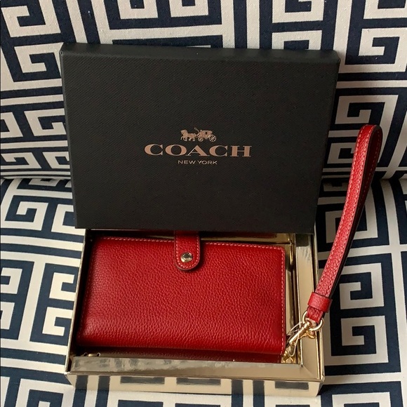 Coach Handbags - Red leather Coach wristlet